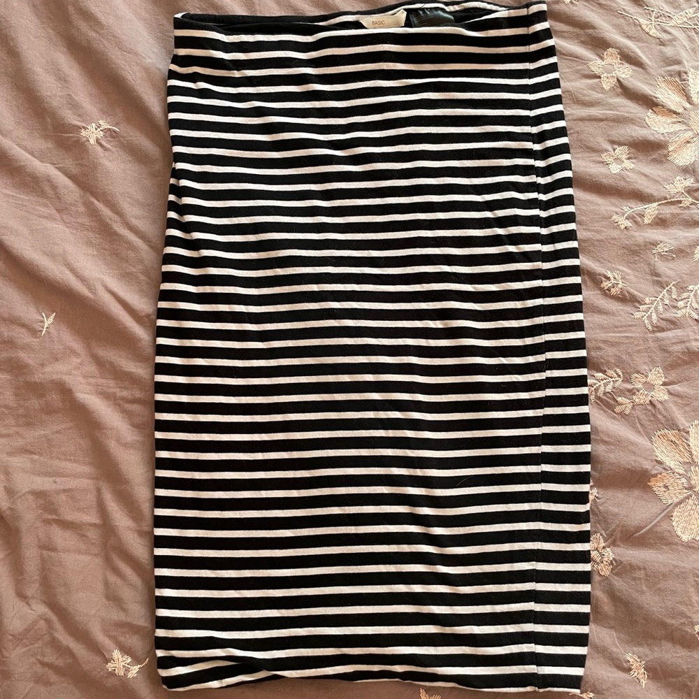 Striped Cotton Pencil Skirt